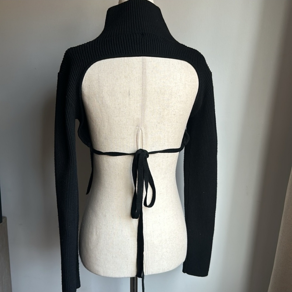 Black Ribbed Turtleneck Sweater - Picture 2 of 4